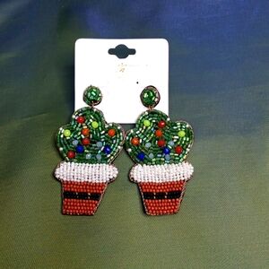 Christmas Cactus Plant Earrings